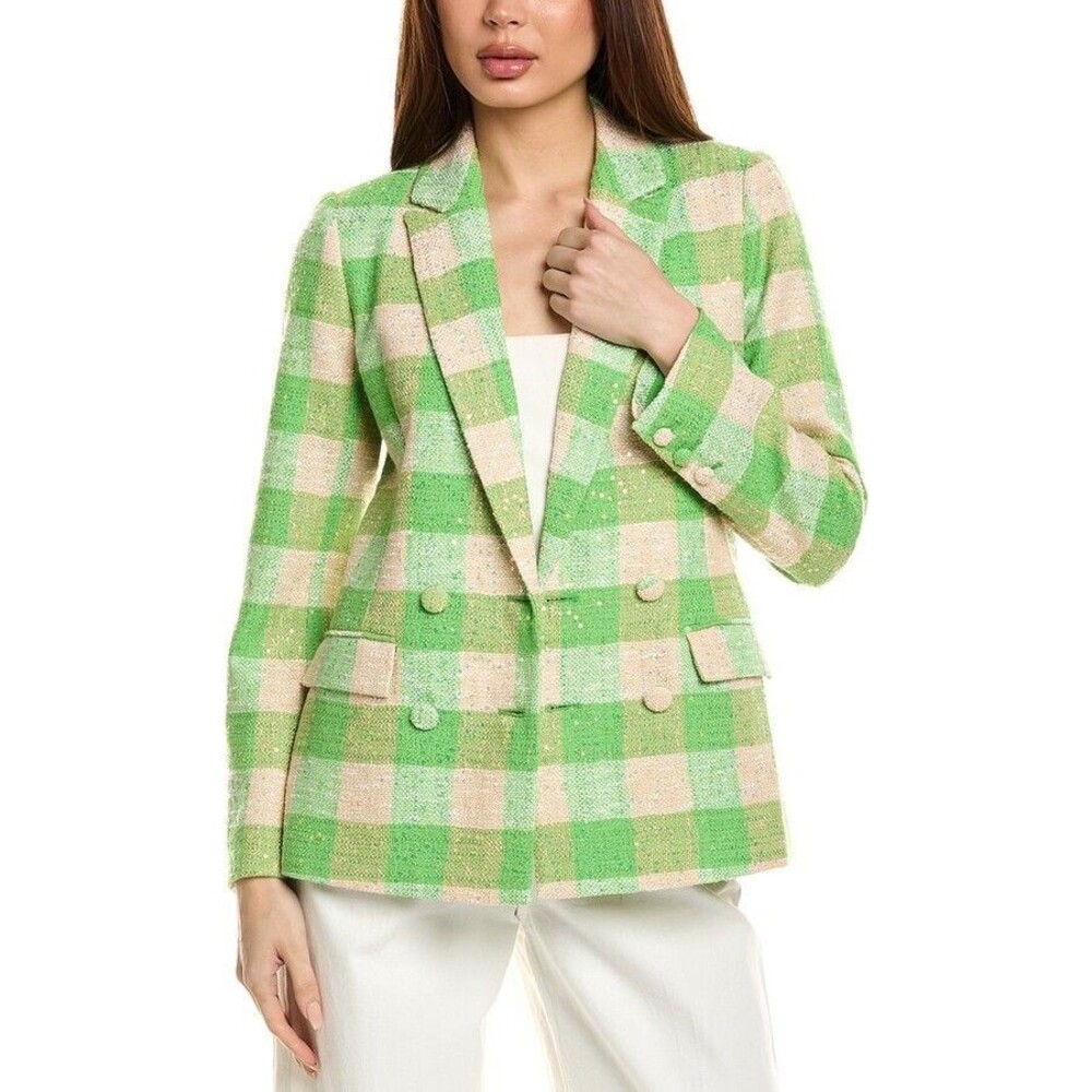 Flora Bea NYC Violeta Coat Green Check Size S
